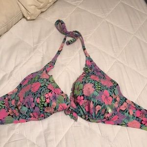 Halter floral swimsuit top